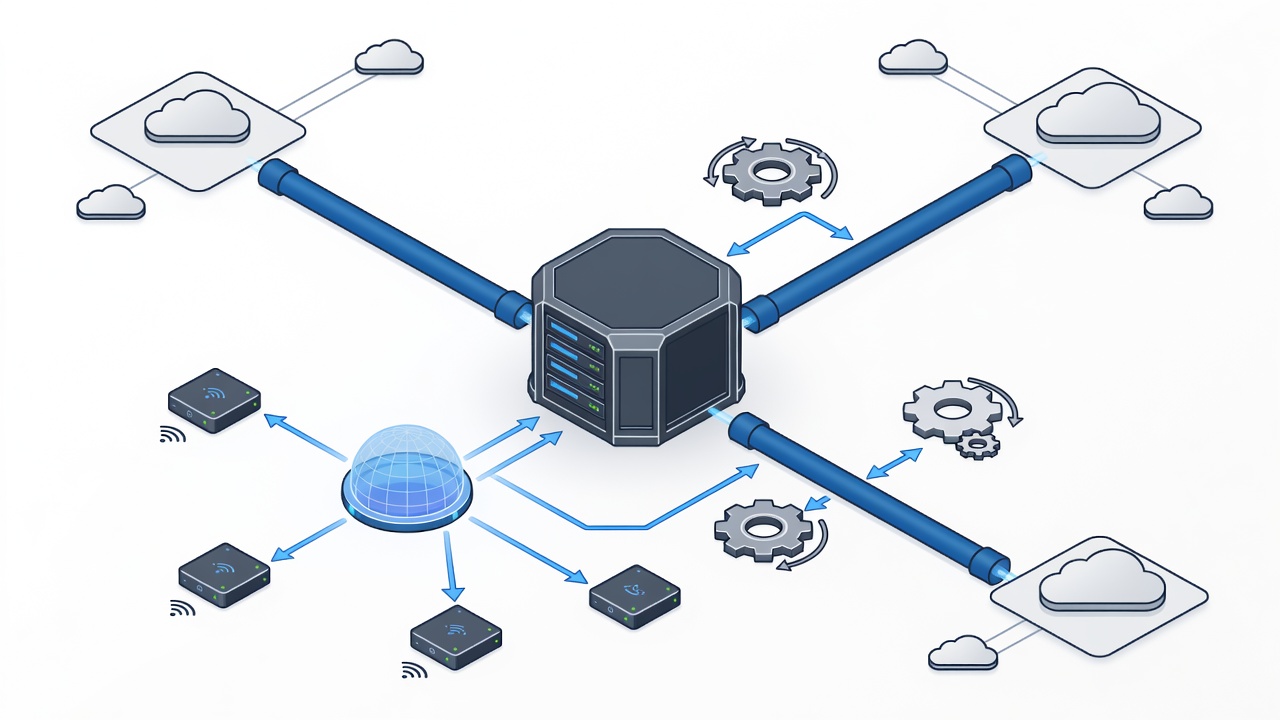Technical diagram showing Network Armor architecture with on-premises servers, Azure Arc, IoT Edge devices, ERP systems, and secure ExpressRoute connectivity to US cloud regions