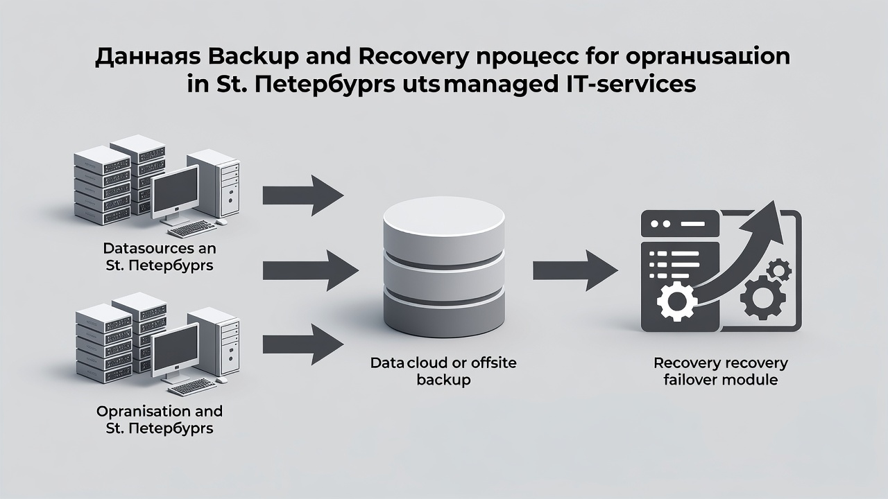 Flowchart showing data backup and recovery process for St. Petersburg organizations using managed IT services